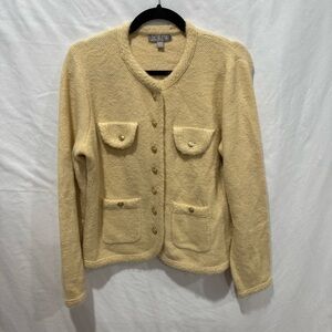 J.Crew Preppy Academia Alpaca Wool Blend Knit Cardigan Jacket M Gold Button Down